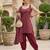 Burgundy floral printed cotton kurta set