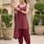 Burgundy floral printed cotton kurta set
