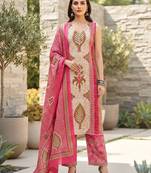 Pink floral printed cotton kurta set