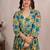 Pastel yellow madhubani art print a line suit set