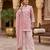 Mauve floral printed cotton kurta set