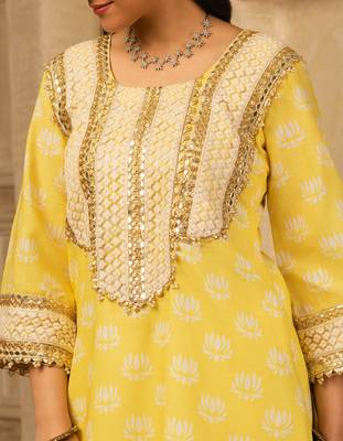 Yellow cotton farshi salwar suit set 4