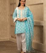 Sky blue cotton farshi salwar suit set