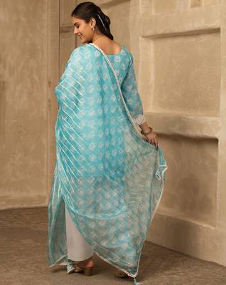 Sky blue cotton farshi salwar suit set 3