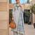 White floral printed cotton kurta set