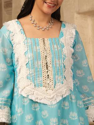 Sky blue cotton farshi salwar suit set 4