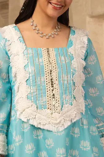 Sky blue cotton farshi salwar suit set