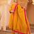 Bright mustard hand embroidered a-shape mul chanderi silk 3 piece suit set