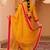 Bright mustard hand embroidered a-shape mul chanderi silk 3 piece suit set