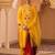 Sunblessed bright yellow hand embroidered silk suit set