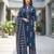 Navy blue floral printed cotton kurta set