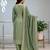 Green silk blend embroidered kurta set