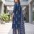 Navy blue floral printed cotton kurta set