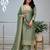 Green silk blend embroidered kurta set