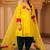 Lotus bright yellow a-shape silk 3 piece suit set
