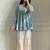 Light-blue cotton poly embroidered palazzo set