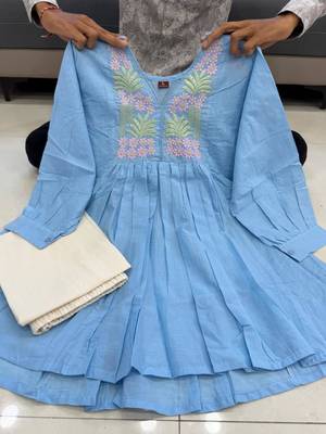 Light-blue cotton poly embroidered palazzo set 2