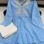Light-blue cotton poly embroidered palazzo set