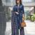 Navy blue floral printed cotton kurta set