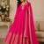 Magenta chanderi embroidered flared gown set