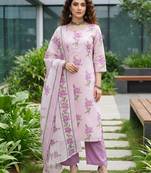 Lavender floral printed cotton kurta set