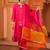 Bright pink hand embroidered a-shape silk 3 piece suit set
