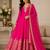Magenta chanderi embroidered flared gown set