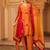 Burnt orange & red gota patti a-shape mul chanderi silk 3 piece suit set
