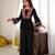 Black silk blend embroidered palazzo set