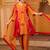 Burnt orange & red gota patti a-shape mul chanderi silk 3 piece suit set