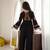 Black silk blend embroidered palazzo set