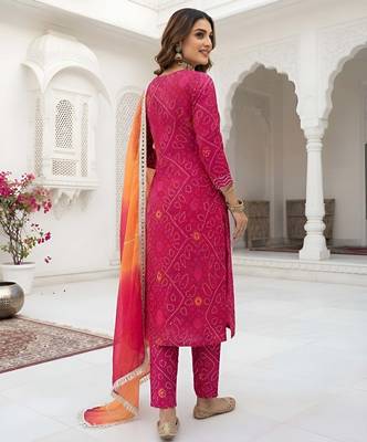 Pink floral printed cotton kurta set 2