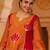 Burnt orange & red gota patti a-shape mul chanderi silk 3 piece suit set
