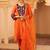 Orange hand embroidered gota patti mul chanderi silk suit