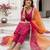 Pink floral printed cotton kurta set