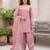 Pink hand embroidered silk blend kurta set