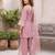 Pink hand embroidered silk blend kurta set