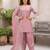 Pink hand embroidered silk blend kurta set