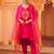 Fuschia pink silk a-shape 3 piece suit set