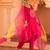 Fuschia pink silk a-shape 3 piece suit set