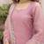Pink hand embroidered silk blend kurta set