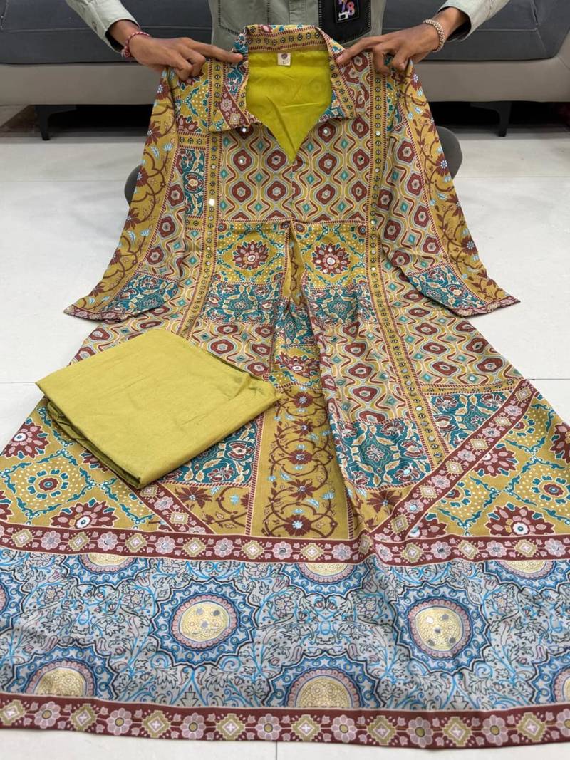 Olive crepe printed palazzo set