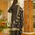 Beige cotton poly printed kurta set