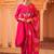 Peacock love fuschia pink a-shape mul chanderi 3 piece suit set