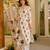 Cream cotton poly printed kurta set