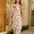 Cream cotton poly printed kurta set