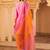 Pink & orange mul chanderi a-shape with farshi salwar 3 piece suit set