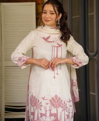 Off-white cotton poly printed farshi salwar set 3