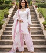 White floral printed cotton kurta set