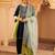 Navy blue mul chanderi a shape with farshi salwar 3 piece suit set